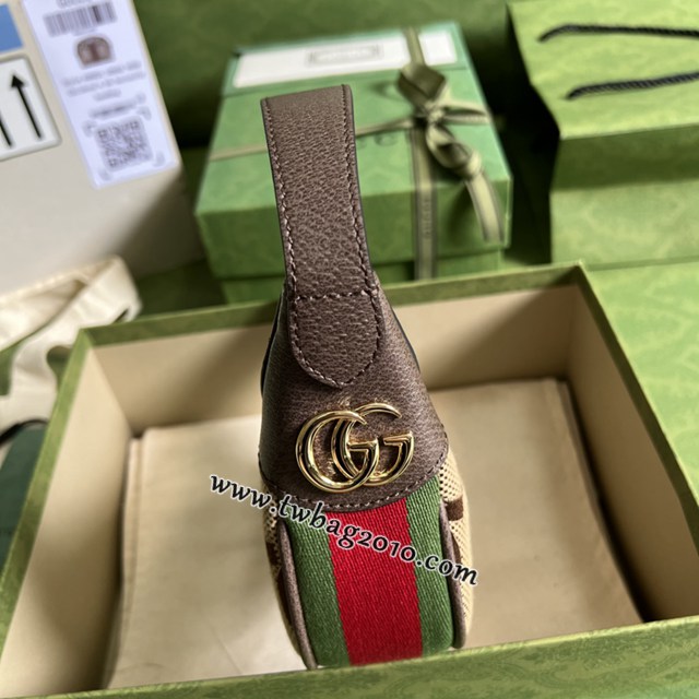 gucci專櫃新款棕色大G帆布手袋 古馳Ophidia系列飾超級雙G圖案迷你手袋 jcp1738